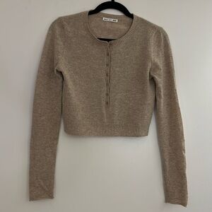 Reformation Button Cashmere Cropped Sweater